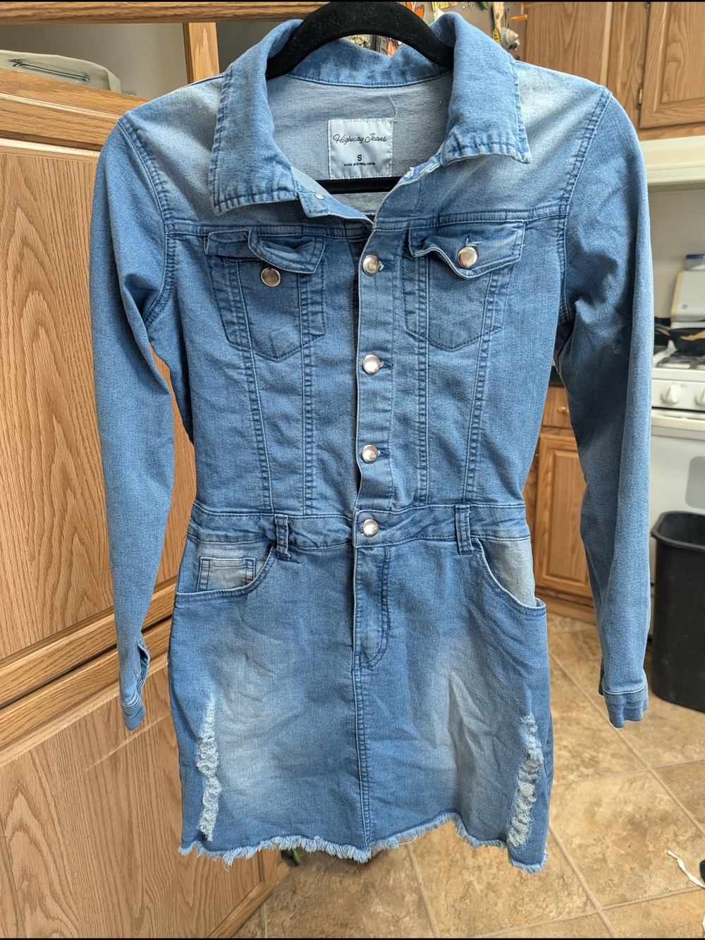 Light Wash Denim Button-Up Dress